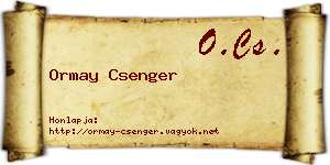 Ormay Csenger névjegykártya